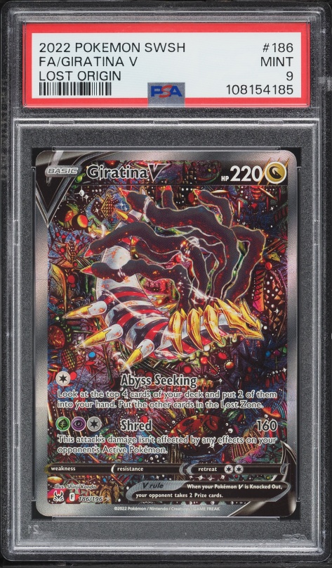 2022 Pokemon Sword & Shield Lost Origin Full Art Giratina V #186 PSA 9 MINT