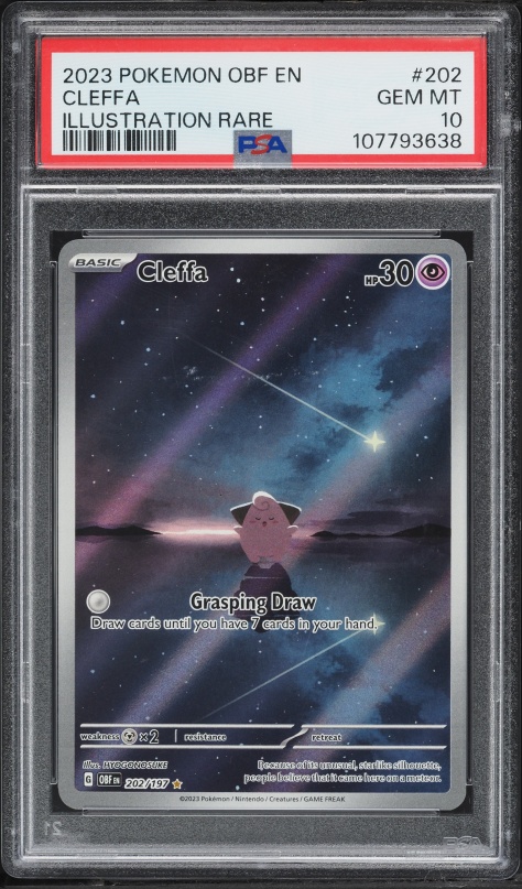 2024 Pokemon Scarlet & Violet Obsidian Flames IR Cleffa #202 PSA 10 GEM MINT