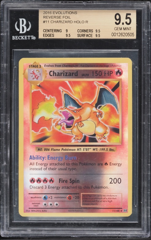 2016 Pokemon XY Evolutions Holo Charizard #11 BGS 9.5 GEM MINT on