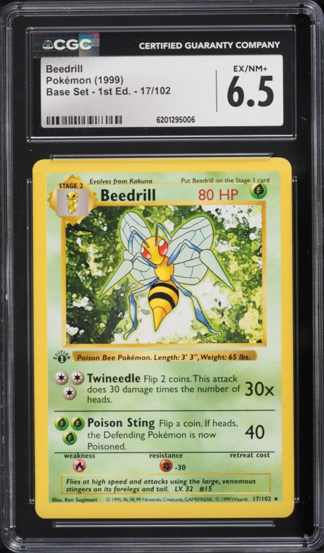 1999 Pokemon Base Set Shadowless 1st Edition Beedrill #17 PSA 10