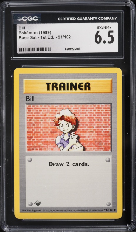 1999 Pokemon Base Set Shadowless 1st Edition Bill #91 CGC 6.5 EXMT+
