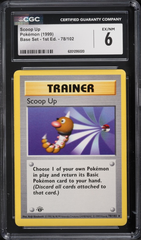 1999 Pokemon Base Set Shadowless 1st Edition Scoop Up #78 CGC 6 EXMT
