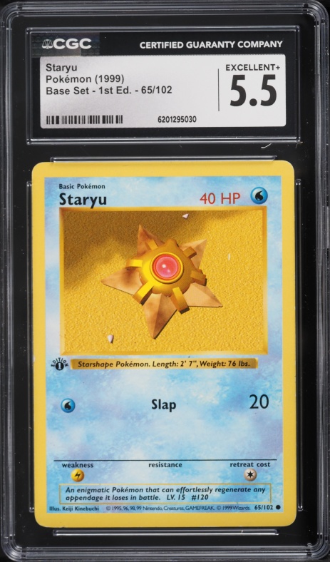 1999 Pokemon Base Set Shadowless 1st Edition Staryu #65 CGC 5.5 EX+