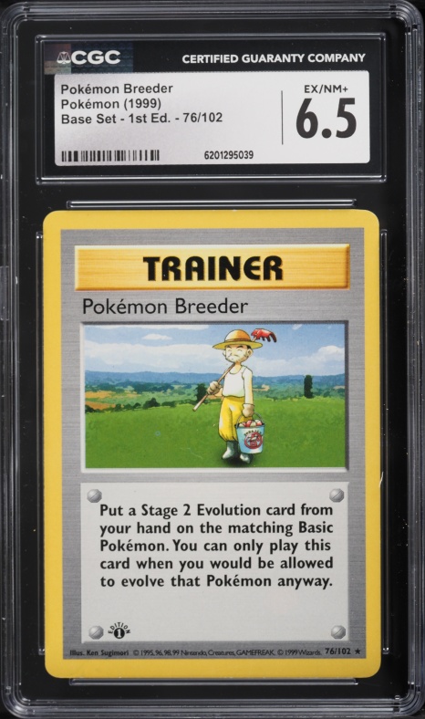 1999 Pokemon Base Set Shadowless 1st Edition Pokemon Breeder #76 CGC 6.5 EXMT+