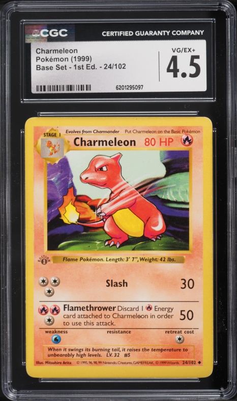 1999 Pokemon Base Set Shadowless 1st Edition Charmeleon #24 CGC 4.5 VGEX+