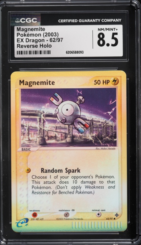 2003 Pokemon EX Dragon Reverse Holo Magnemite #62 CGC 8.5 NM-MT+