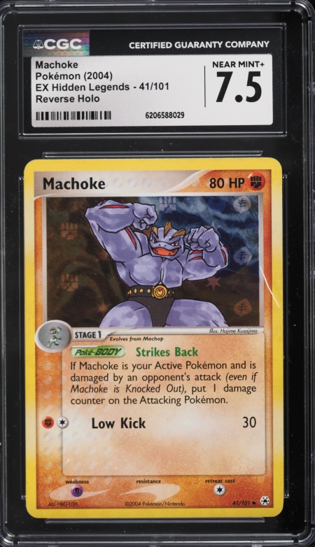2004 Pokemon EX Hidden Legends Reverse Holo Machoke #41 CGC 7.5 NRMT+