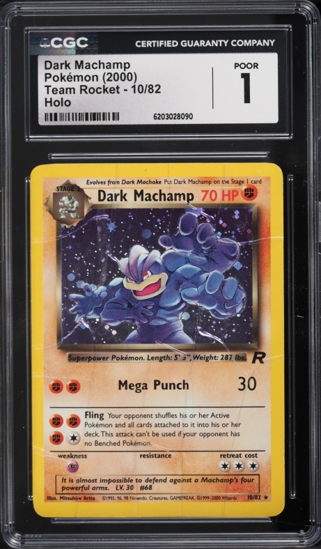 2000 Pokemon Team Rocket Holo Dark Machamp #10 CGC 1 PR
