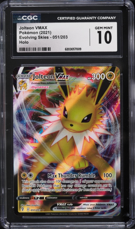 2021 Pokemon Sword & Shield Evolving Skies Alt Art Jolteon VMAX #51 CGC 10 GEM MINT