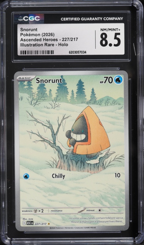 2026 Pokemon Mega Evolution Ascended Heroes IR Snorunt #227 CGC 8.5 NM-MT+