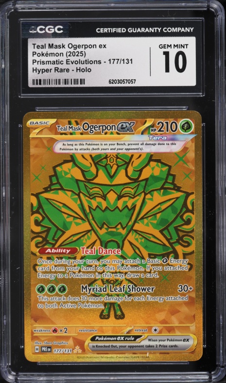 2025 Pokemon Scarlet & Violet Prismatic Evolutions Gold Rare Teal Mask Ogerpon EX #177 CGC 10