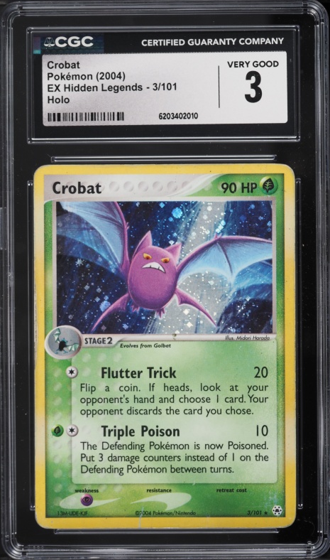 2004 Pokemon EX Hidden Legends Holo Crobat #3 CGC 3 VG