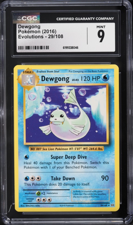 2016 Pokemon XY Evolutions Dewgong #29 CGC 9 MINT
