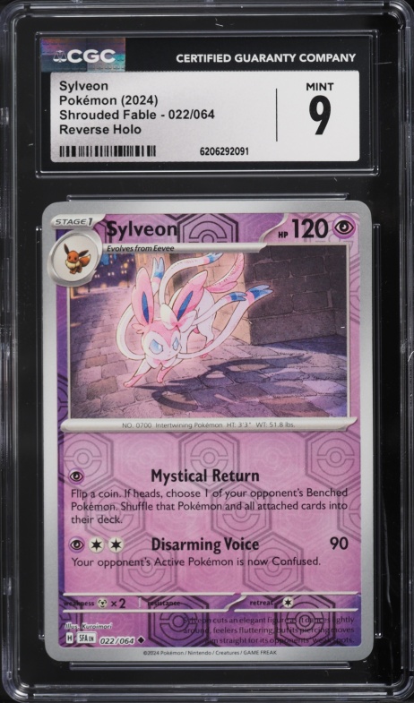 2024 Pokemon Scarlet & Violet Shrouded Fable Reverse Holo Sylveon #22 CGC 9 MINT