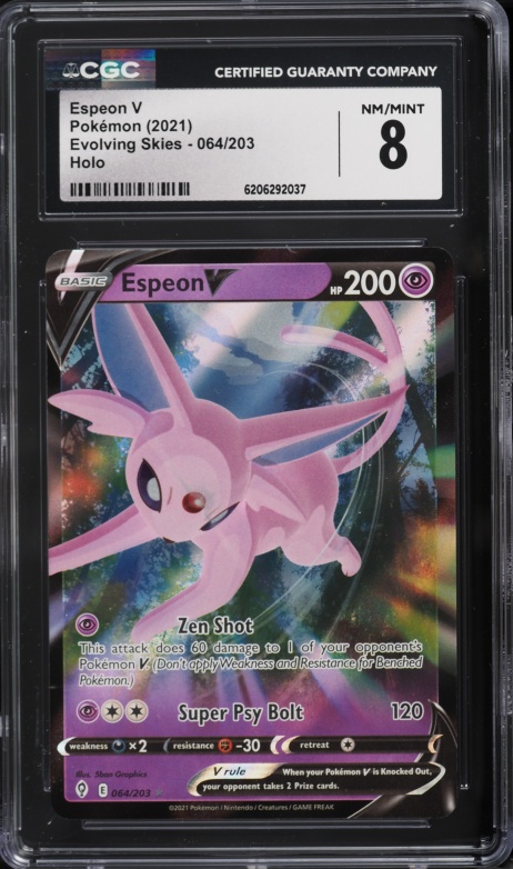 2021 Pokemon Sword & Shield Evolving Skies Holo Espeon V #64 CGC 8 NM-MT