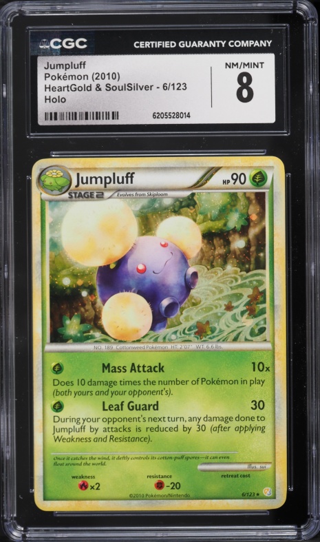 2010 Pokemon HeartGold & SoulSilver Holo Jumpluff #6 CGC 8 NM-MT