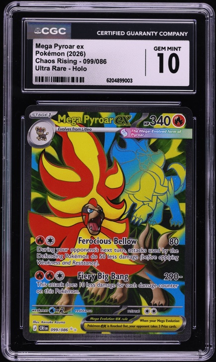 2026 Pokemon Mega Evolution Chaos Rising Full Art Mega Pyroar Ex #99 CGC 10 GEM MINT