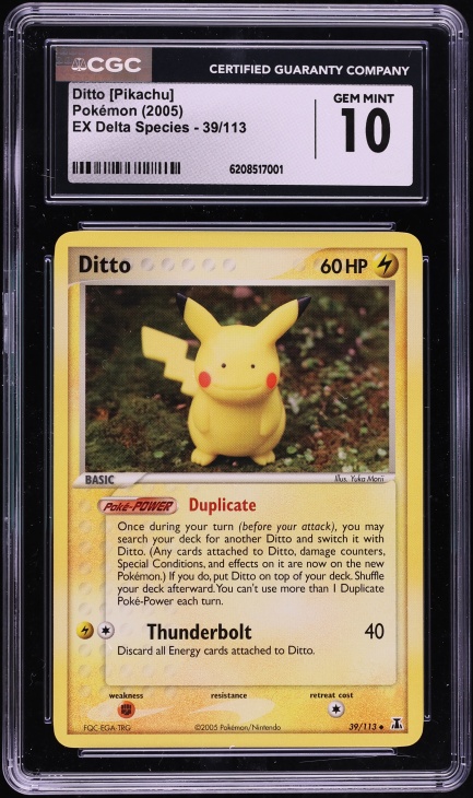2005 Pokemon EX Delta Species Ditto Pikachu #39 CGC 10 GEM MINT