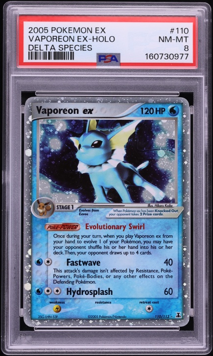 2005 Pokemon EX Delta Species Holo Vaporeon EX #110 PSA 8 NM-MT