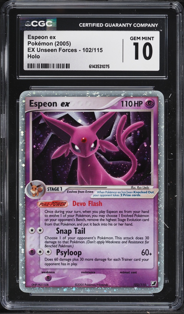 2005 Pokemon EX Unseen Forces Holo Espeon Ex #102 CGC 10 GEM MINT
