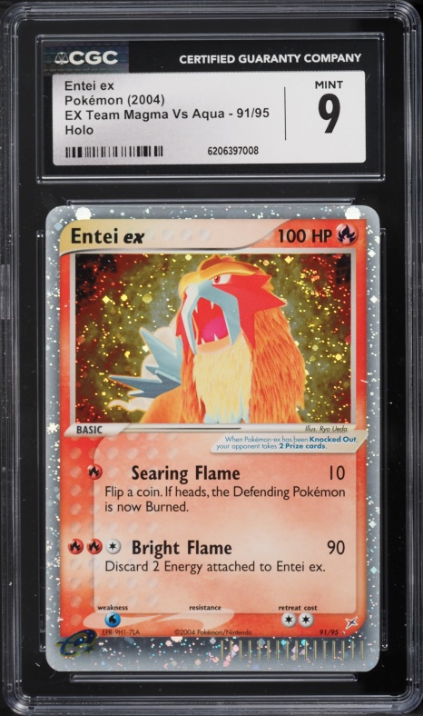 2004 Pokemon EX Team Magma VS Team Aqua Holo Entei EX #91 CGC 9 MINT