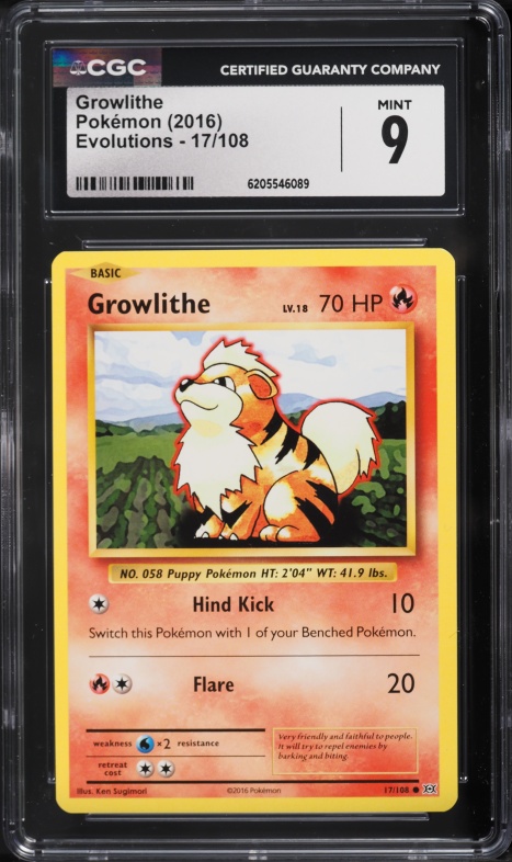 2016 Pokemon XY Evolutions Growlithe #17 CGC 9 MINT