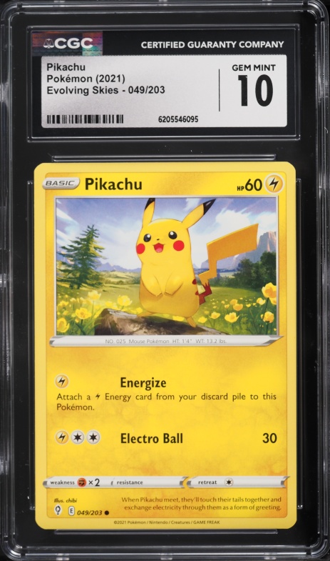 2021 Pokemon Sword & Shield Evolving Skies Pikachu #49 CGC 10 GEM MINT