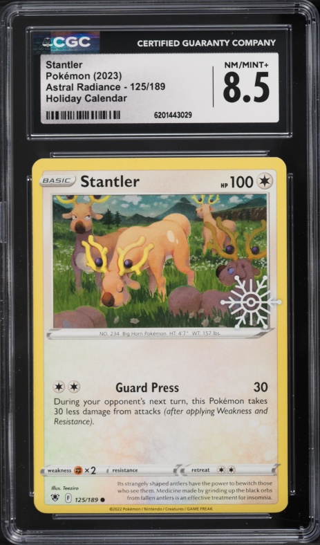 2023 Pokemon SWSH Astral Radiance Holiday Calendar Stantler #125 CGC 8.5 NM-MT+