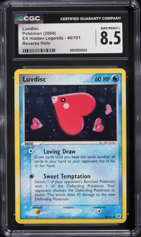 2004 Pokemon EX Hidden Legends Reverse Holo Luvdisc #40 CGC 8.5 NM-MT+