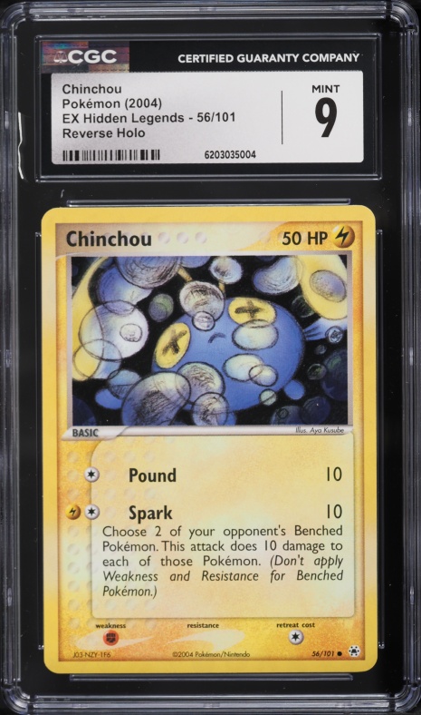 2004 Pokemon EX Hidden Legends Reverse Holo Chinchou #56 CGC 9 MINT