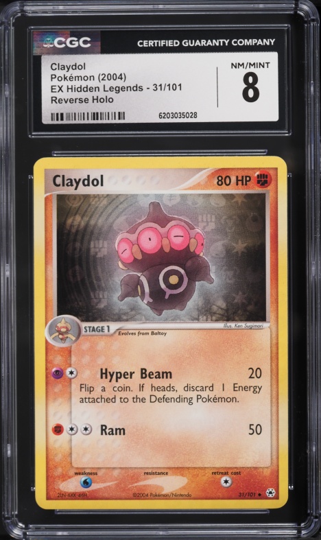 2004 Pokemon EX Hidden Legends Reverse Holo Claydol #31 CGC 8 NM-MT