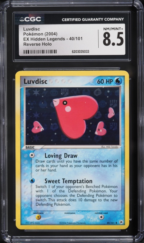 2004 Pokemon EX Hidden Legends Reverse Holo Luvdisc #40 CGC 8.5 NM-MT+