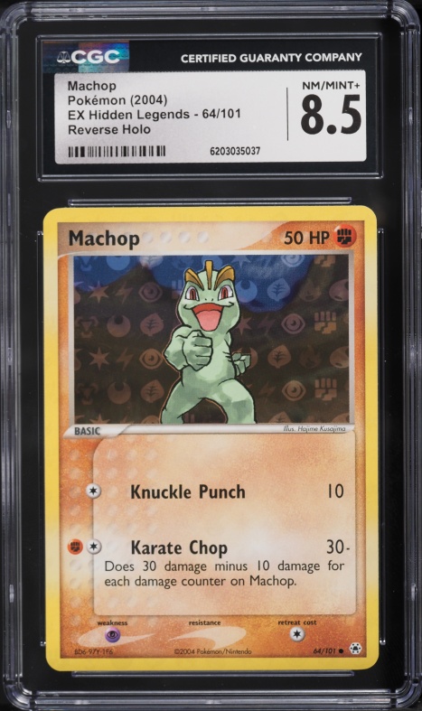 2004 Pokemon EX Hidden Legends Reverse Holo Machop #64 CGC 8.5 NM-MT+