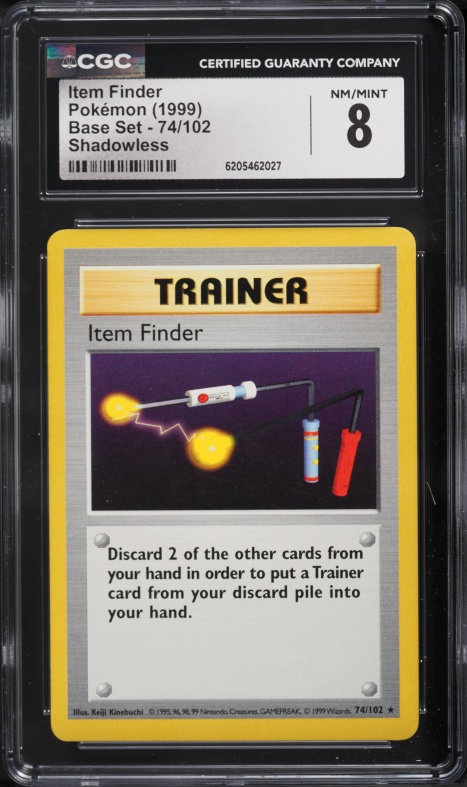 1999 Pokemon Base Set Shadowless Item Finder #74 CGC 8 NM-MT