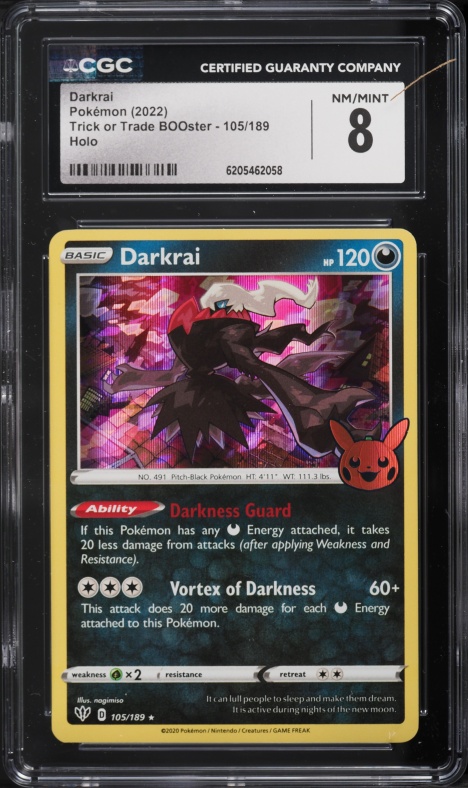 2022 Pokemon Sword & Shield Trick Or Trade BOOster Holo Darkrai #105 CGC 8 NM-MT