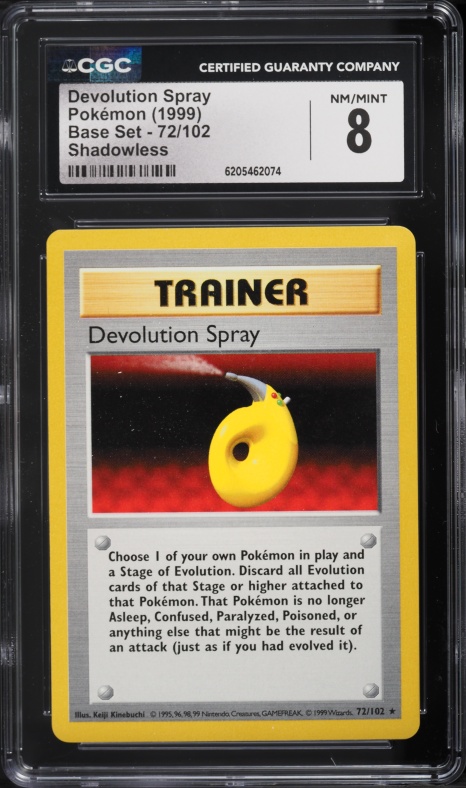 1999 Pokemon Base Set Shadowless Devolution Spray #72 CGC 8 NM-MT