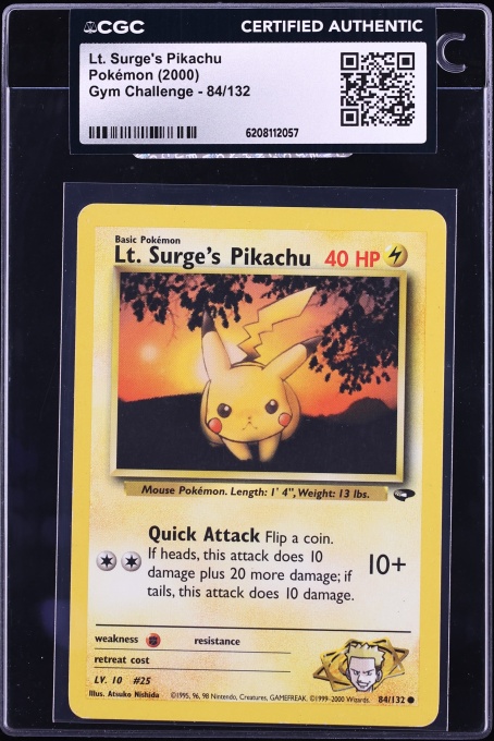 2000 Pokemon Gym Challenge Lt. Surge's Pikachu #84 CGC AUTH