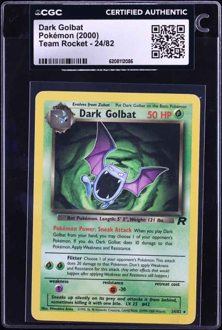 2000 Pokemon Team Rocket Dark Golbat #24 CGC AUTH
