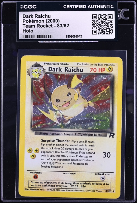 2000 Pokemon Team Rocket 1st Edition Holo Dark Raichu #83 CGC 10