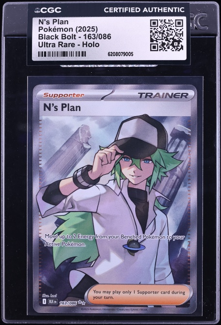 2025 Pokemon Scarlet & Violet Black Bolt Full Art N's Plan #163 CGC AUTH