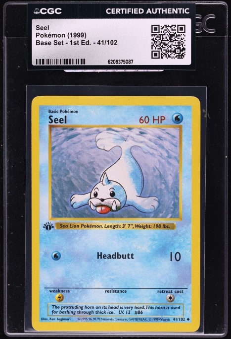1999 Pokemon Base Set Shadowless 1st Edition Seel #41 CGC AUTH