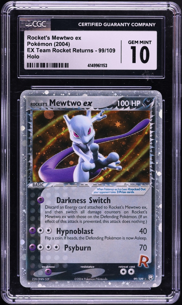 2004 Pokemon EX Team Rocket Returns Holo Rocket's Mewtwo ex #99 CGC 10 GEM MINT