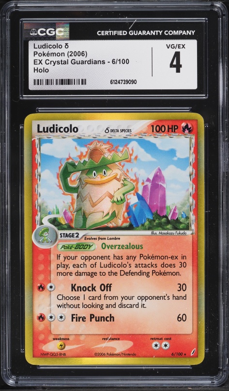 2006 Pokemon EX Crystal Guardians Holo Ludicolo #6 CGC 4 VGEX