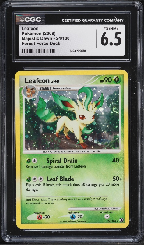 2008 Pokemon Diamond & Pearl Majestic Dawn Cosmos Holo Leafeon #24 CGC 6.5 EXMT+