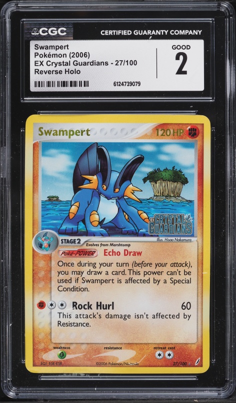 2006 Pokemon EX Crystal Guardians Reverse Holo Swampert #27 CGC 2 GD