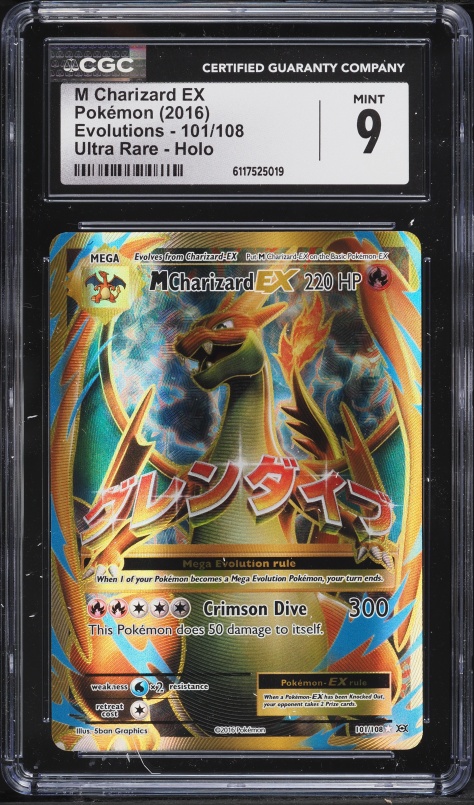 2016 Pokemon XY Evolutions Full Art M Charizard EX #101 CGC 9 MINT
