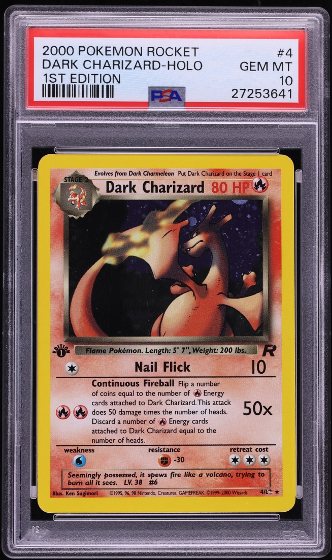 2000 Pokemon Team Rocket 1st Edition Holo Dark Charizard #4 PSA 10 GEM MINT