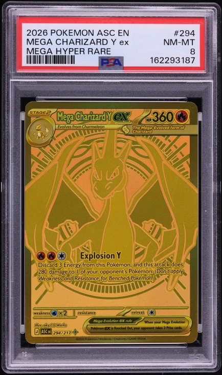2026 Pokemon Mega Evolution Ascended Heroes MHR Mega Charizard Y ex #294 PSA 8 NM-MT