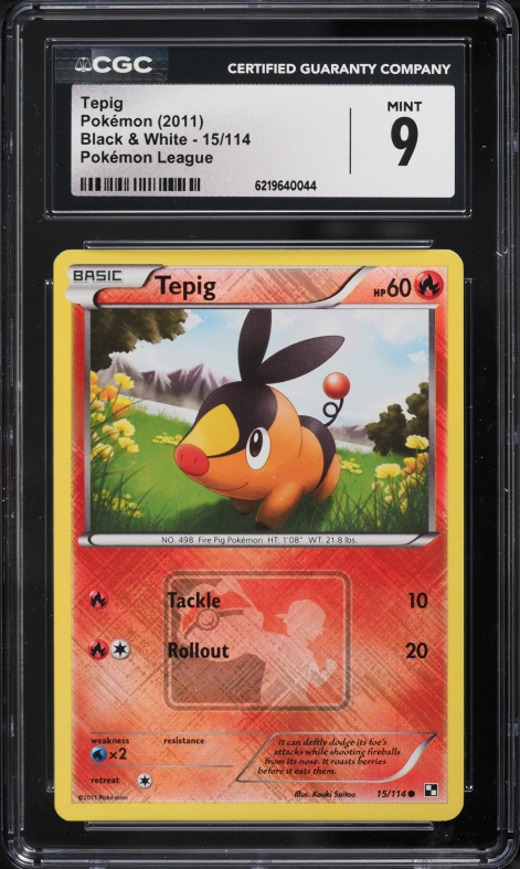2011 Pokemon Black & White League Tepig #15 CGC 9 MINT
