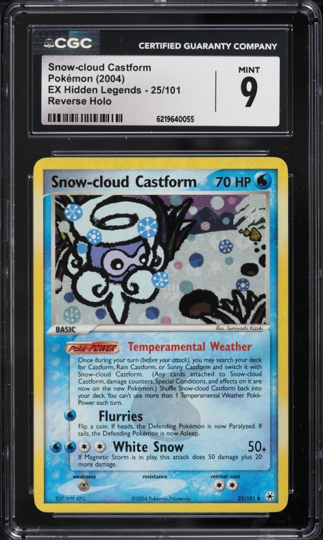 2004 Pokemon EX Hidden Legends Reverse Holo Snow-Cloud Castform #25 CGC 9 MINT